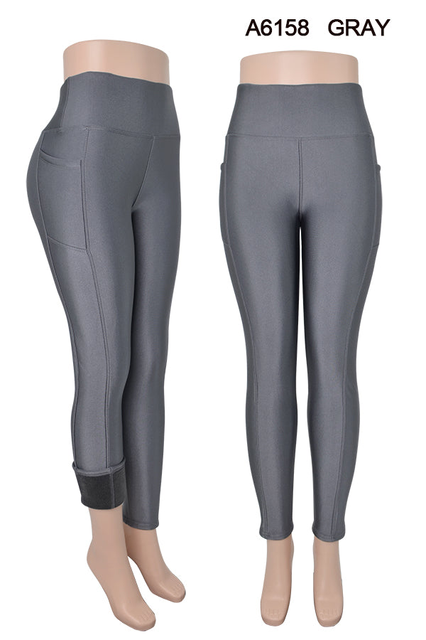 Fur Lined Winter Leggings with Pockets