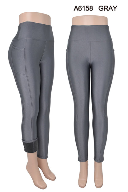 Fur Lined Winter Leggings with Pockets