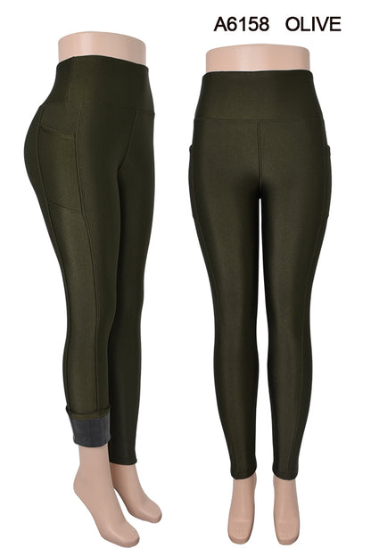 Fur Lined Winter Leggings with Pockets