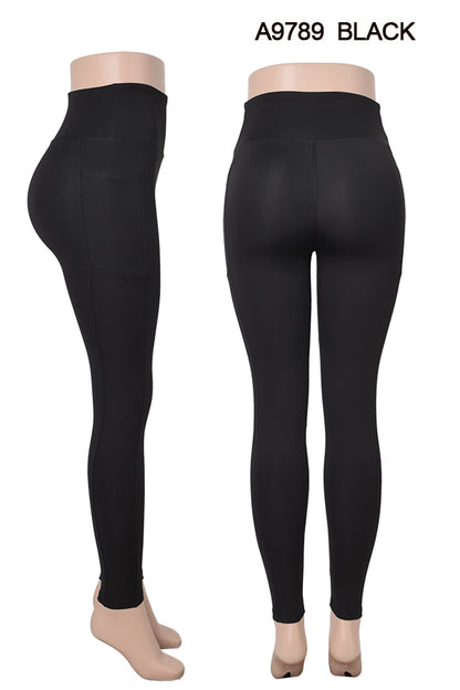 Faja Waist Slim Basic Skinny Yoga Legging With Side Pockets
