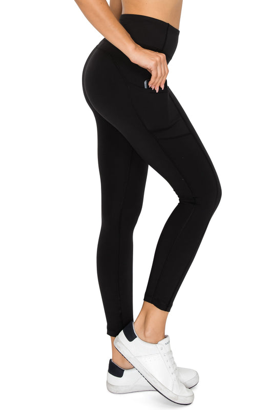 Solid Active 7/8 Length Leggings With Side Pockets
