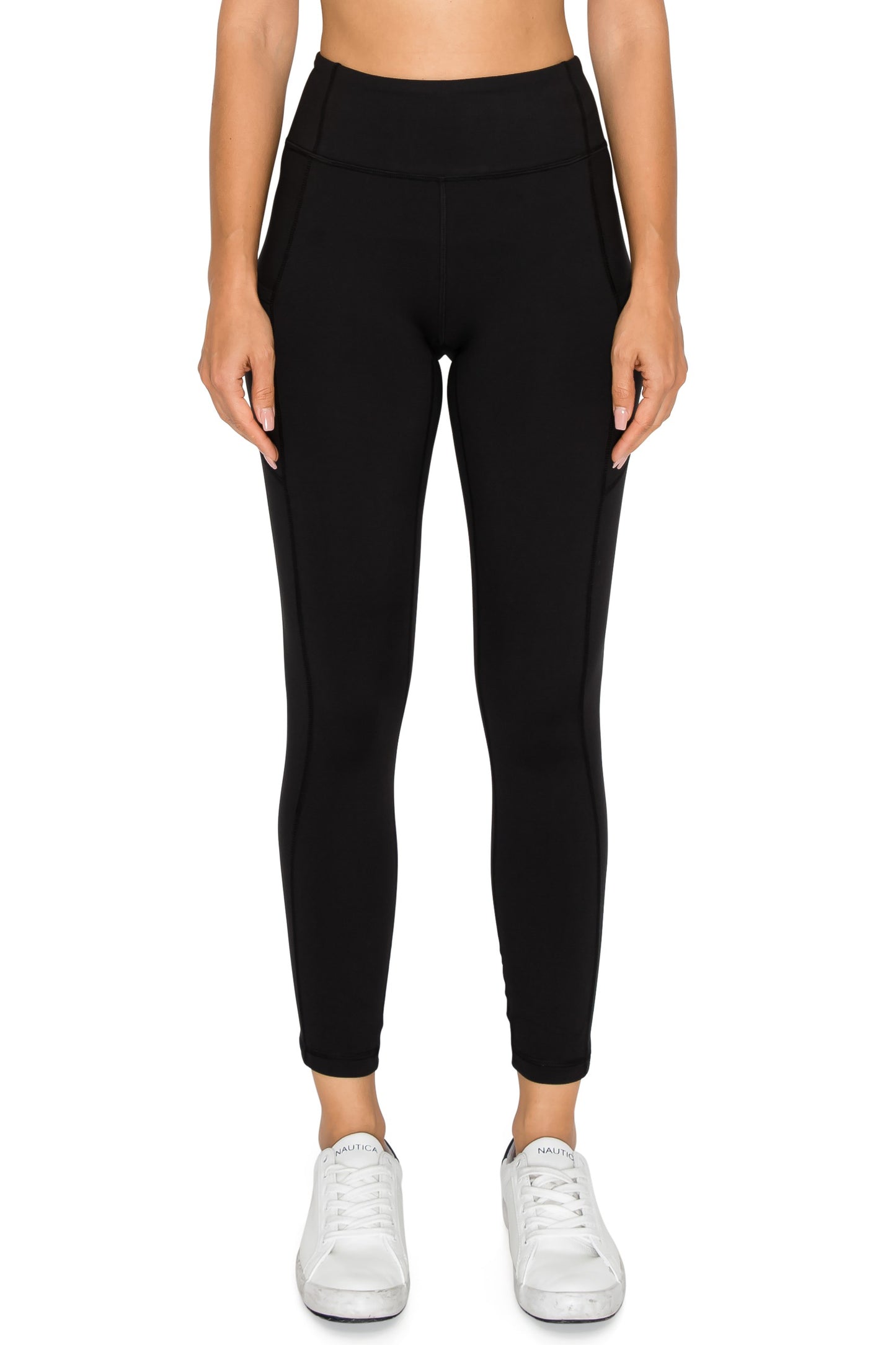 Solid Active 7/8 Length Leggings With Side Pockets