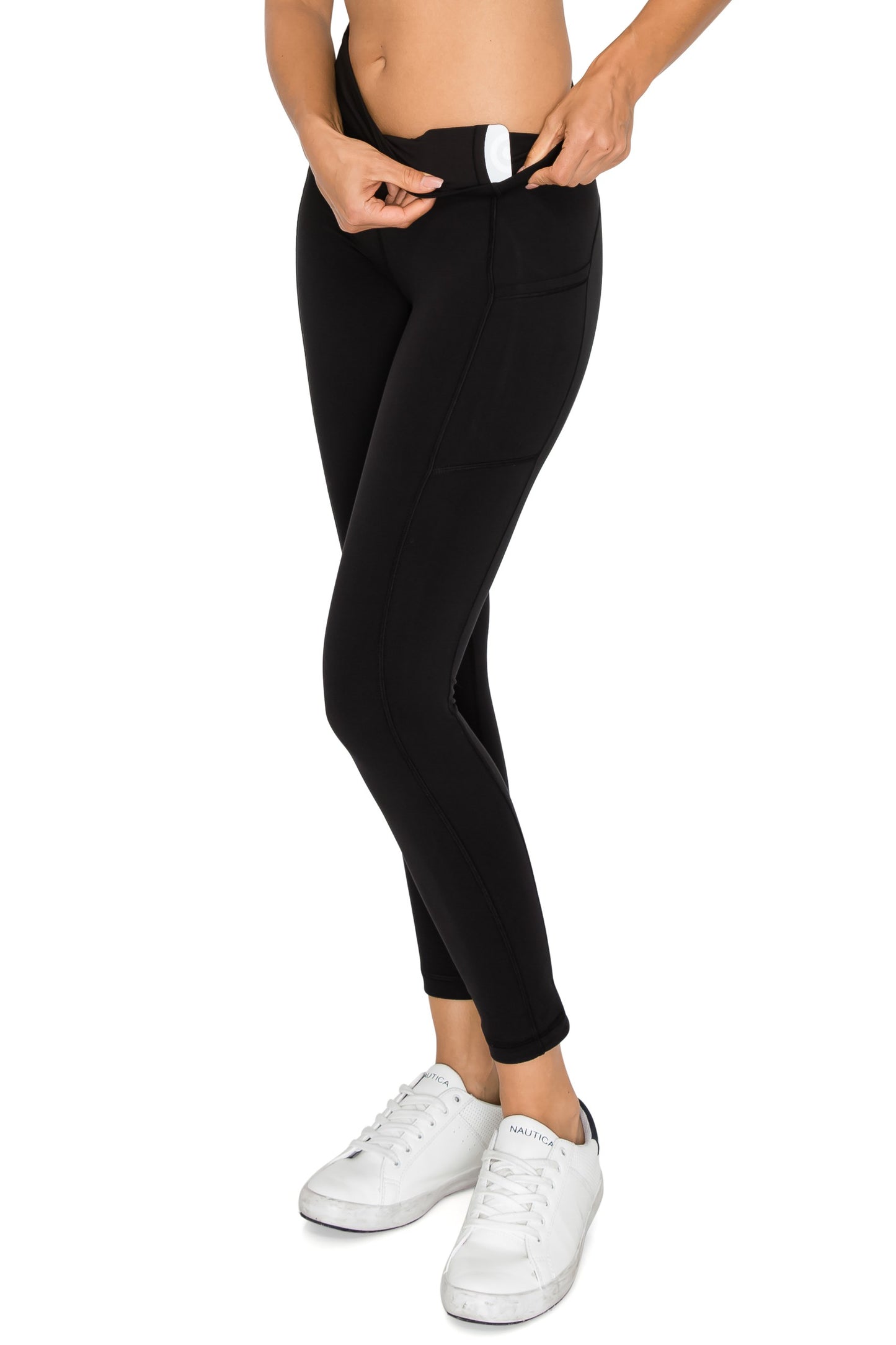 Solid Active 7/8 Length Leggings With Side Pockets